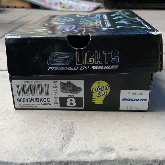 Black and SilverSkechers LIGHTS Toddler Boys 8 - Picture 8 of 9